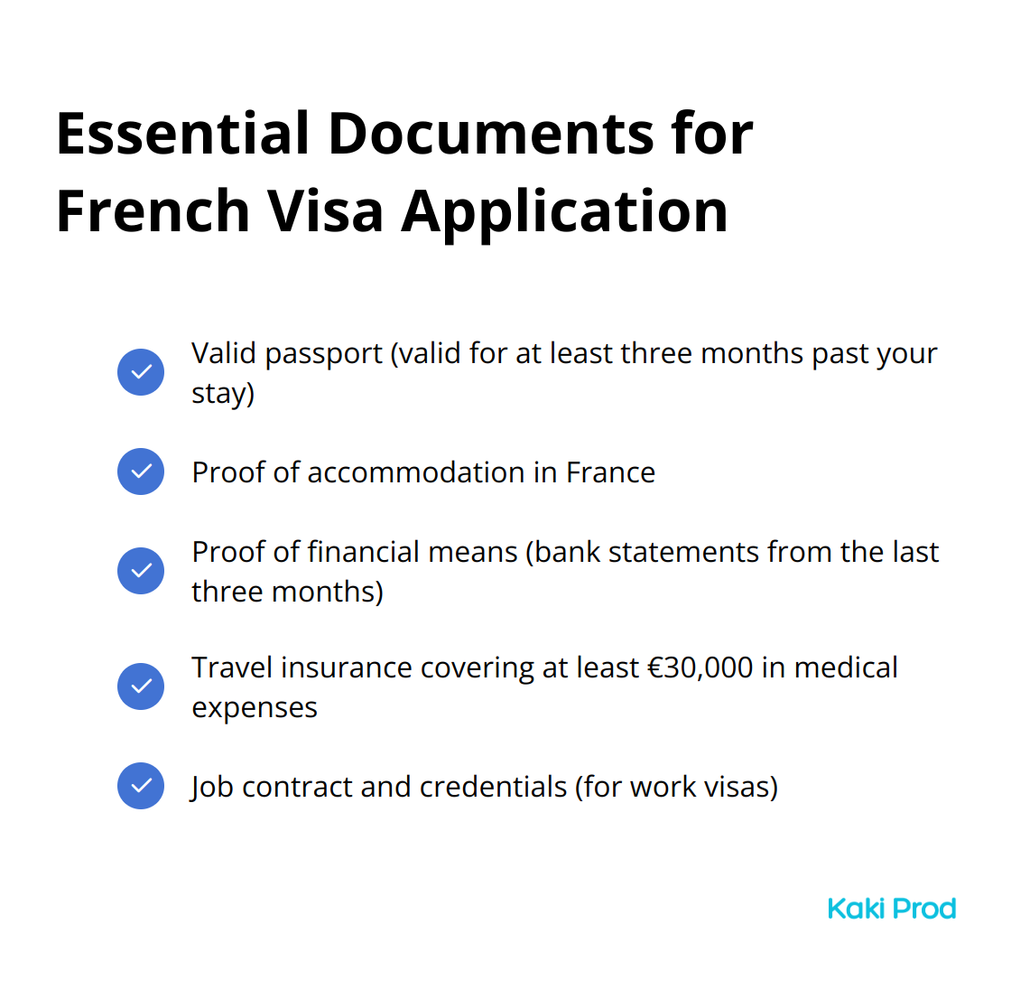 Checklist of required documents for French visa application - France visa