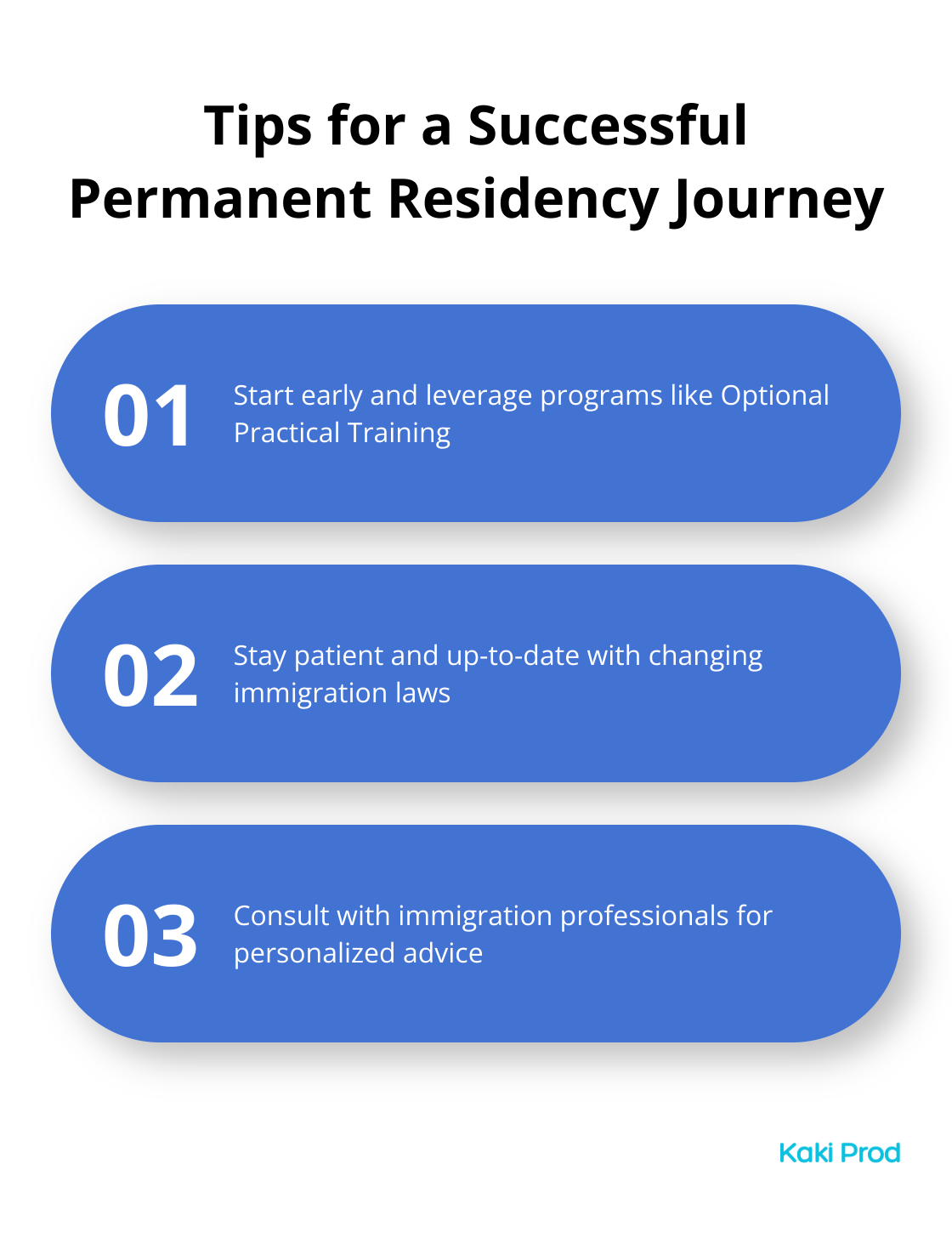 Chart outlining key tips for a successful permanent residency application process - How to Convert a Student Visa to Permanent Residency