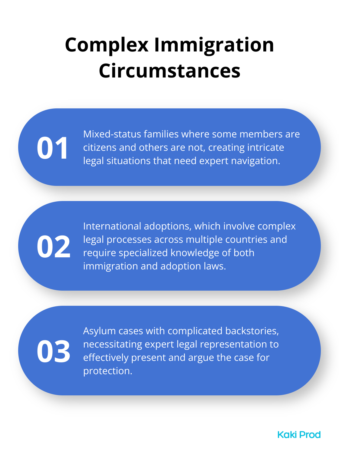 A chart listing three complex immigration circumstances that require a lawyer - Immigration lawyer
